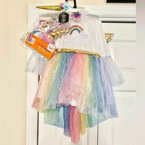 open lace back dress Rainbow Unicorn Dress | Little Girl Dresses main image 1